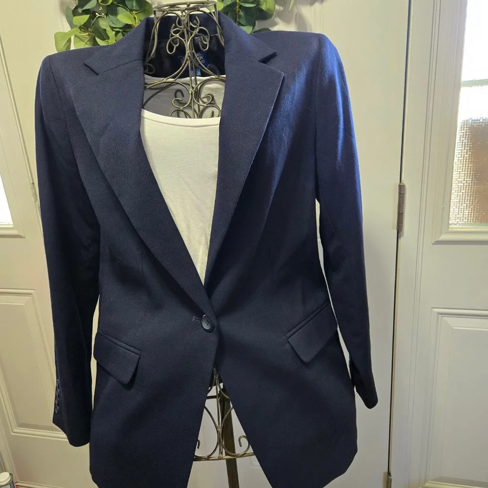 Women's Pendleton Navy 100% Virgin Wool Blazer Size 10 NWT